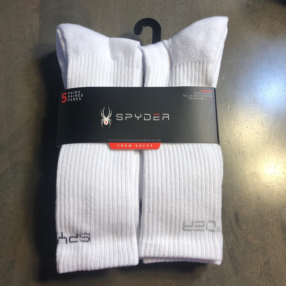 NWT Men’s Spyder White Crew Socks